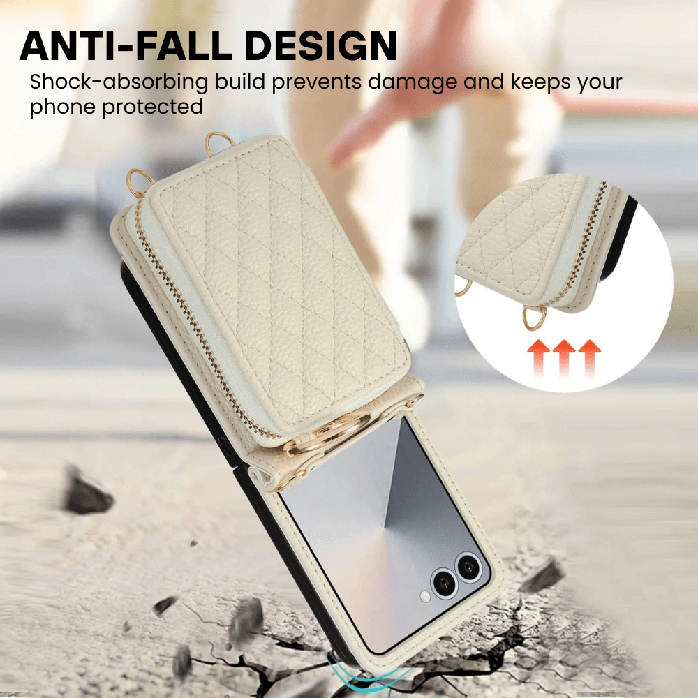 Taceo Crossbody Leather Wallet Case for Galaxy Z Flip - Astra Cases