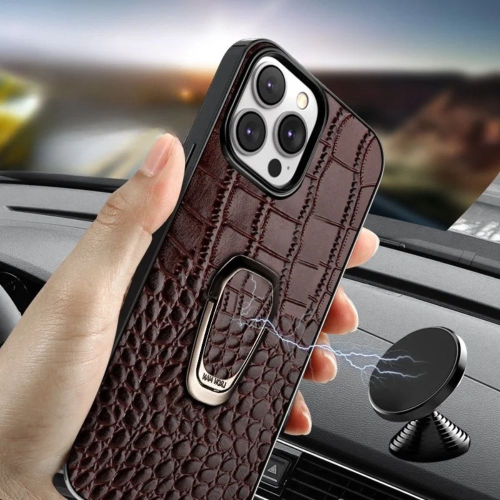 Adepto Leather iPhone Case With Ring - Astra Cases