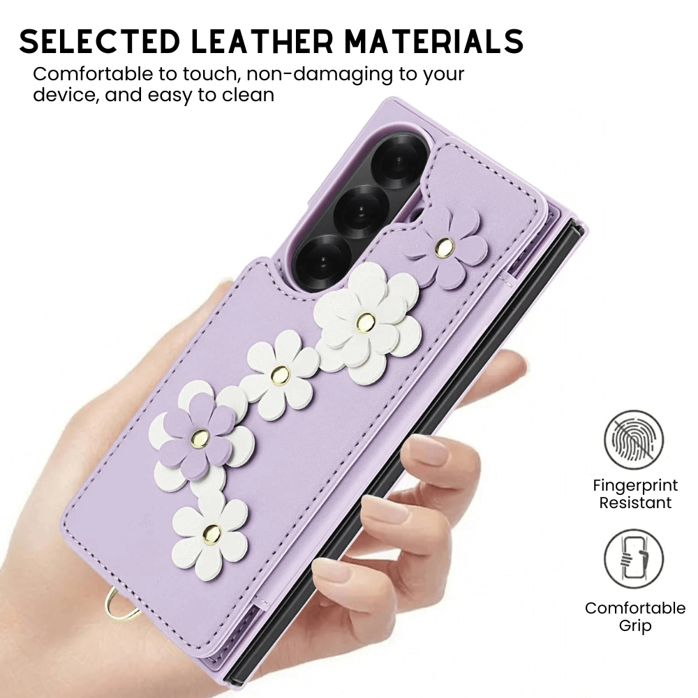 Privo Floral Design Detachable Wallet Case For Galaxy Z Fold - Astra Cases