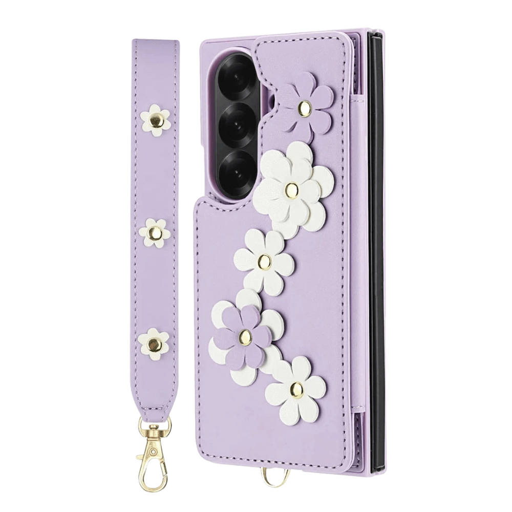 Privo Floral Design Detachable Wallet Case For Galaxy Z Fold - Astra Cases