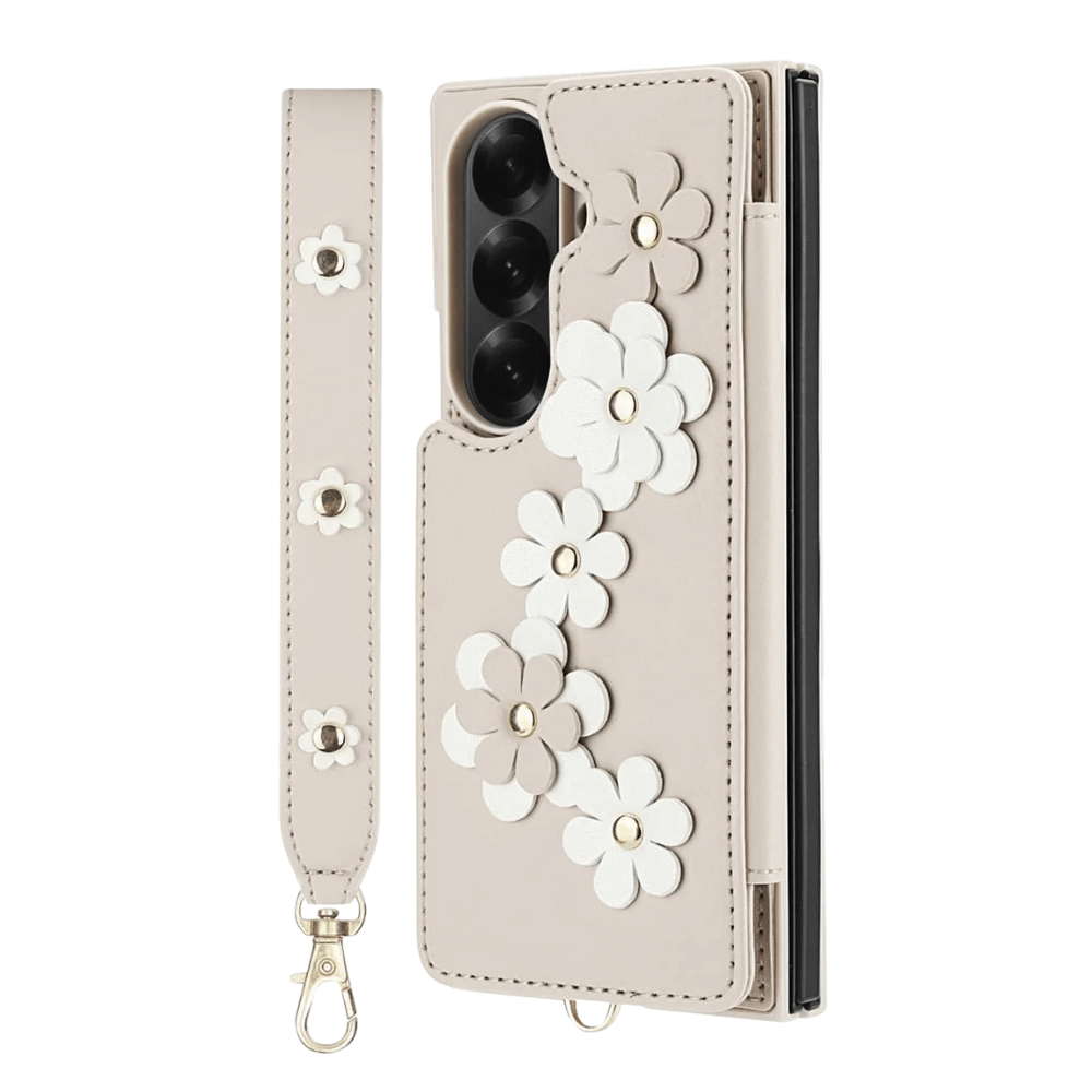 Privo Floral Design Detachable Wallet Case For Galaxy Z Fold - Astra Cases