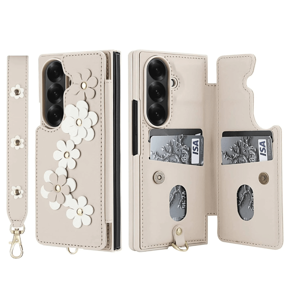 Privo Floral Design Detachable Wallet Case For Galaxy Z Fold - Astra Cases