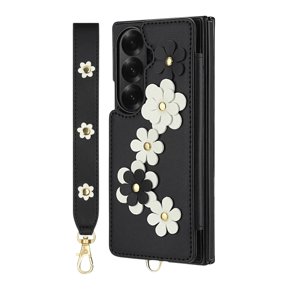 Privo Floral Design Detachable Wallet Case For Galaxy Z Fold - Astra Cases