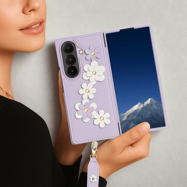 Privo Floral Design Detachable Wallet Case For Galaxy Z Fold - Astra Cases