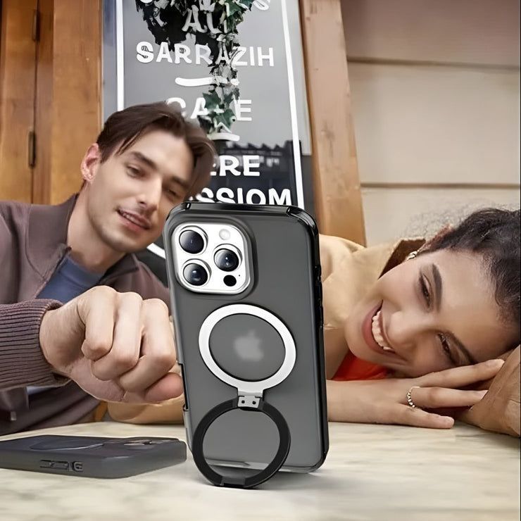 Dives Shockproof Matte iPhone Case With Screen Protector And Ring Holder