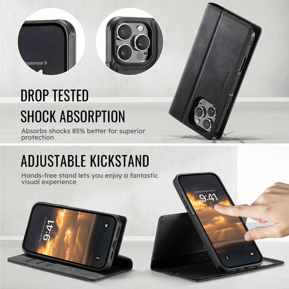 Quae Leather Flip MagSafe Wallet iPhone Case - Astra Cases