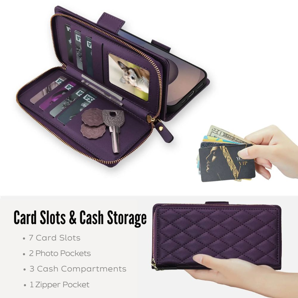 Aeger Quilted Leather Wallet Case for Galaxy S Series - Astra Cases