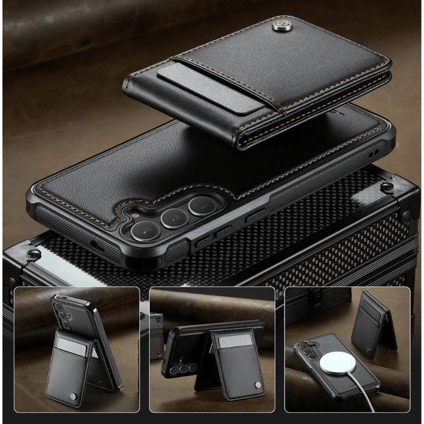 Prolix Magnetic Leather Wallet Galaxy Case With Detachable Card Holder - Astra Cases