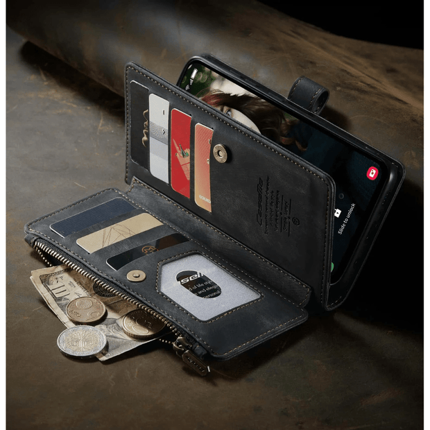 Saevio Magnetic Leather Wallet Case For Galaxy Note Series