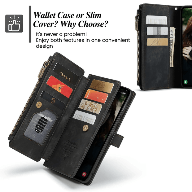 Saevio Magnetic Leather Wallet Case For Galaxy Note Series
