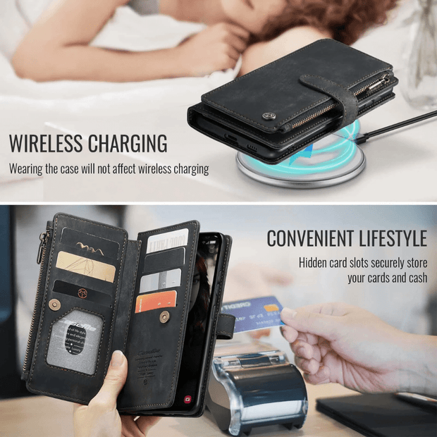 Saevio Magnetic Leather Wallet Case For Galaxy Note Series