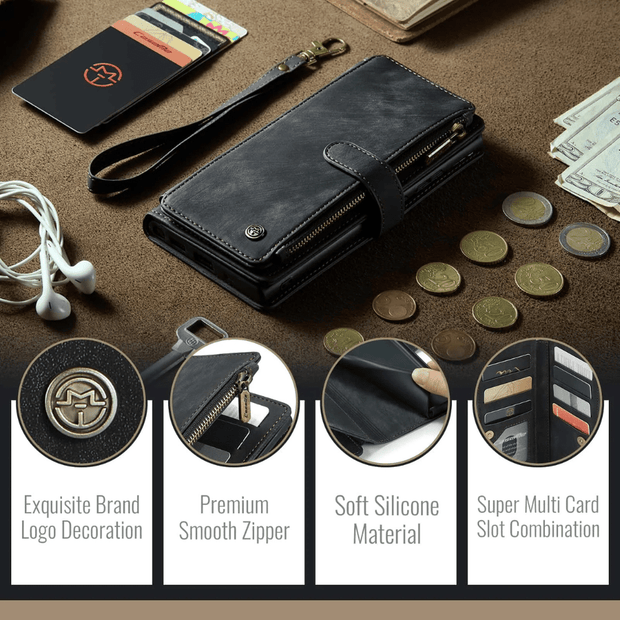 Saevio Magnetic Leather Wallet Case For Galaxy Note Series